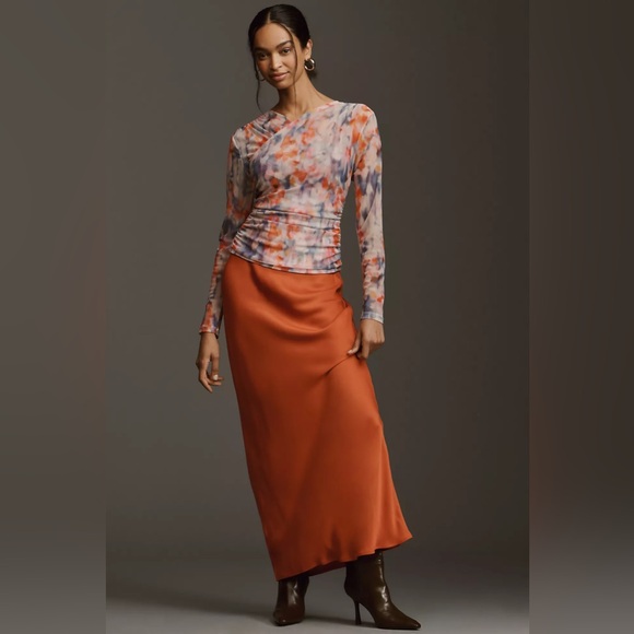 Anthropologie Long-Sleeve Crossover Mesh Top - Picture 2 of 11